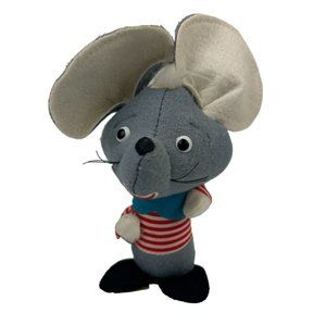 Vintage Felt Mouse Ornament Christmas Made in Japan Union Sticker Holiday Decor